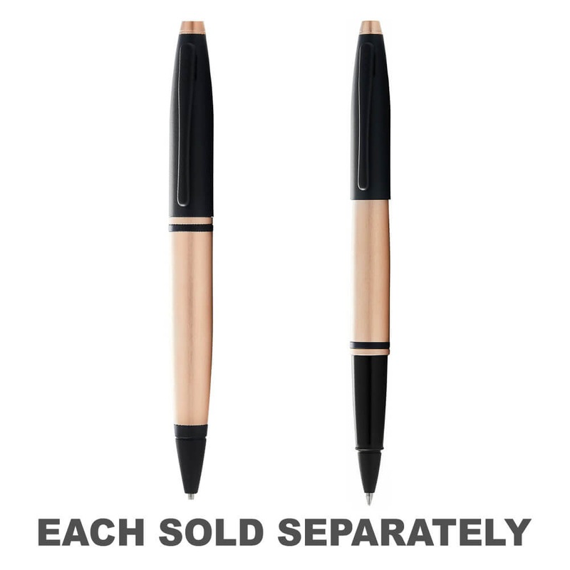 Cross Calais bross en or rose et stylo noir