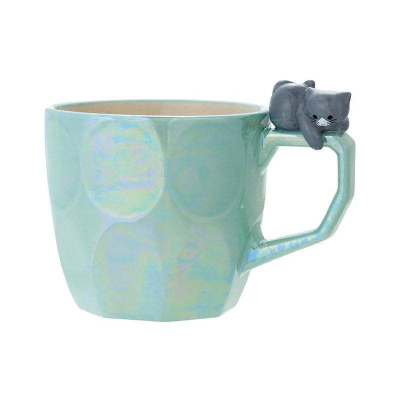 Decole Playing Cat Luster Mug -Blue