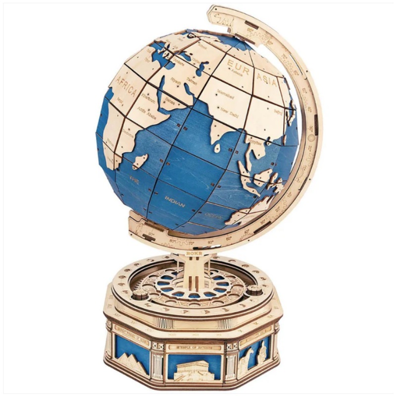 Robotime 3D Laser Cut Wooden Puzzle DIY Secret Locker Model Kit The Globe