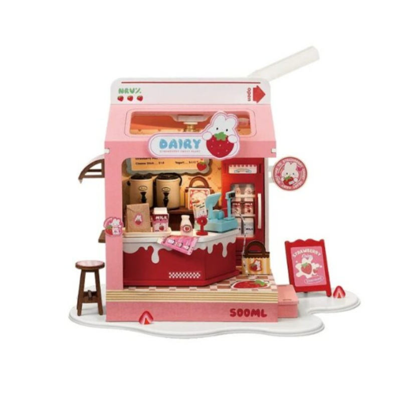Robotime DIY Mini House Strawberry Milk Box