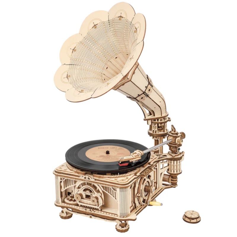 Robotime ROKR 3D Wooden Puzzle Classic Gramophone (Electric Version) Mechanical Models
