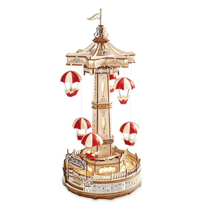 Robotime ROKR 3D Wooden Puzzle DIY Music Box Parachute Tower