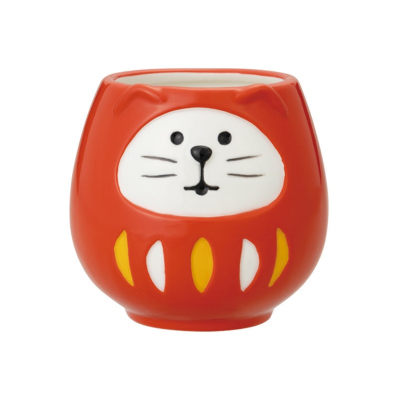 Decole Concombre Daruma Mug - Lucky Cat -Red
