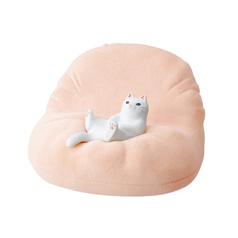 Decole Relaxed Cat Smartphone Stand - White Cat