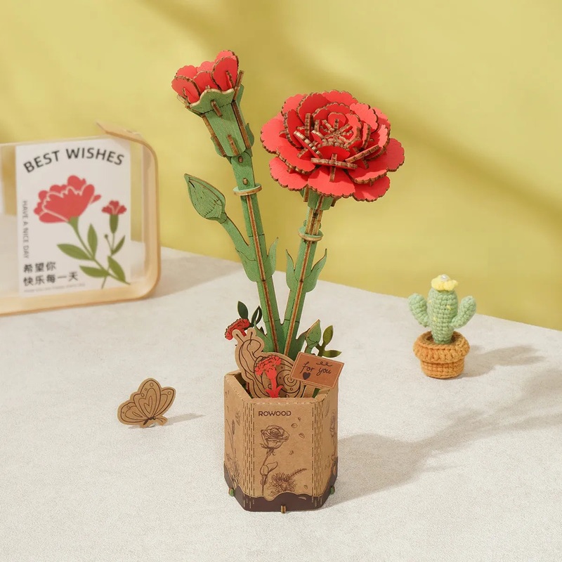 Robotime Rowood Bloom Red Carnation