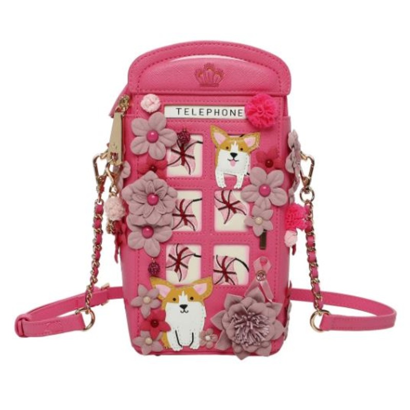 Vendula X Pink Ribbon Foundation - London Cats & Corgis Floral Pink Telephone Box