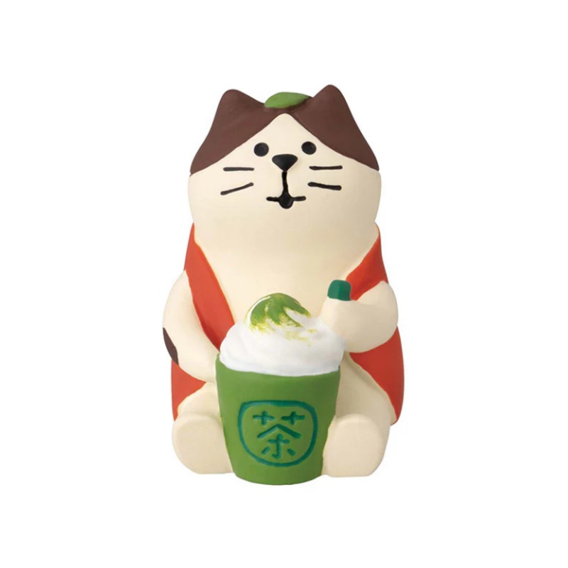 Decole Concombre Figurine - Japanese Green Tea Shop - Matcha Latte Cat