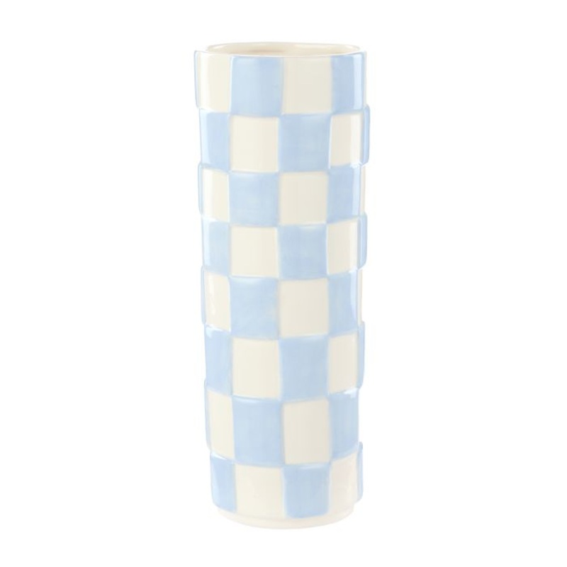Emporium Lulu Collection Check Vase Round Blue
