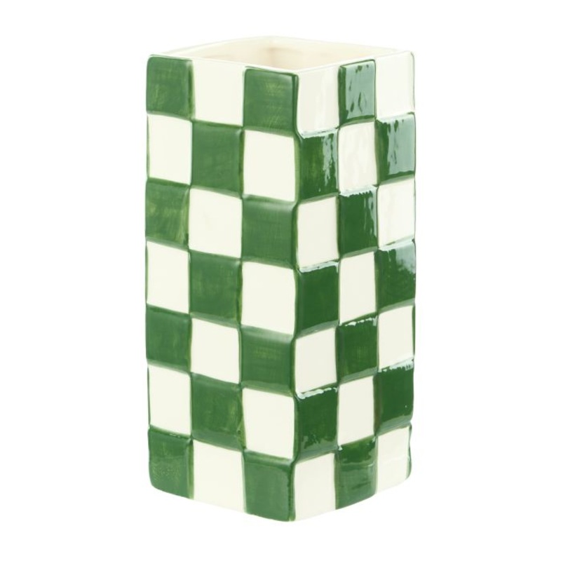Emporium Lulu Collection Check Vase Square Green