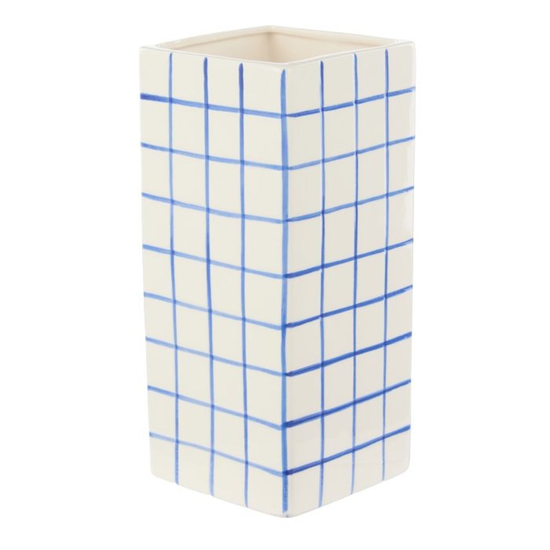 Emporium Lulu Collection Grid Vase Square Blue