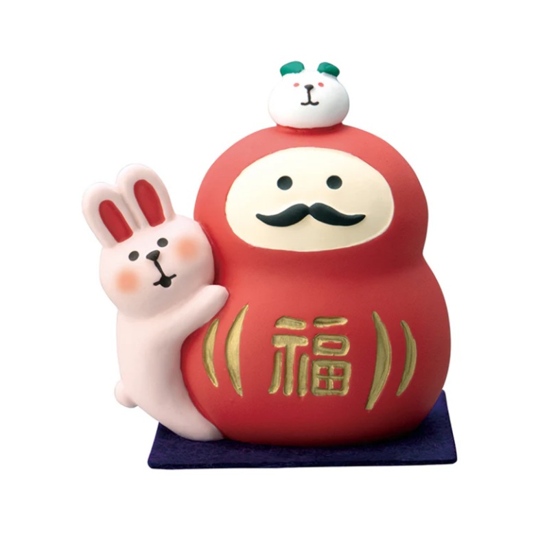 Decole Concombre Figurine - Happy New Year - Daruma & Rabbit