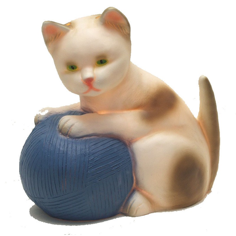 Knox & Floyd Heico Lamp  Cat with Blue Wool