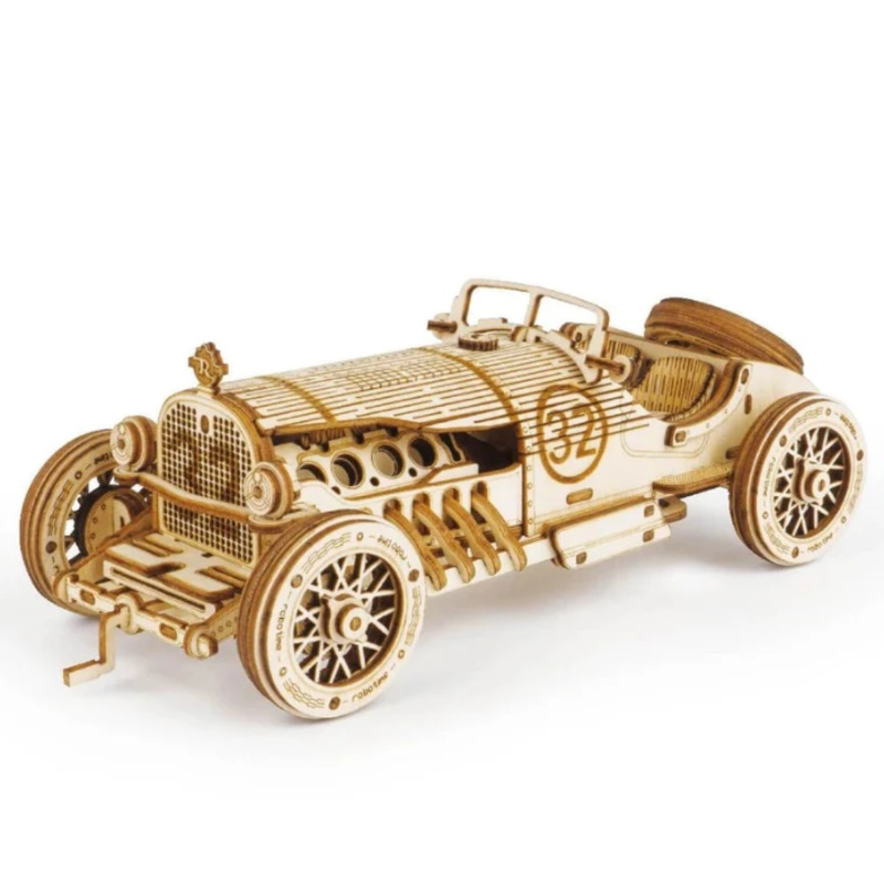 Robotime 3D Wooden DIY Model 1:16 Puzzle Mechanical Gear Grand Prix Car