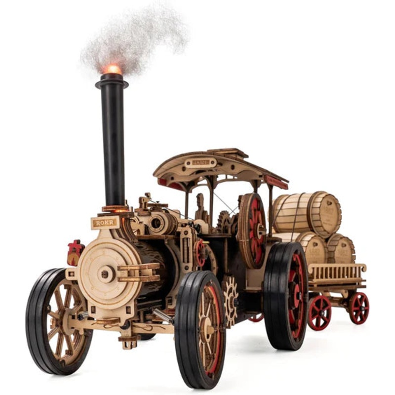 Robotime Steam Engine Tractor Assembly Wooden Puzzles Vehicle