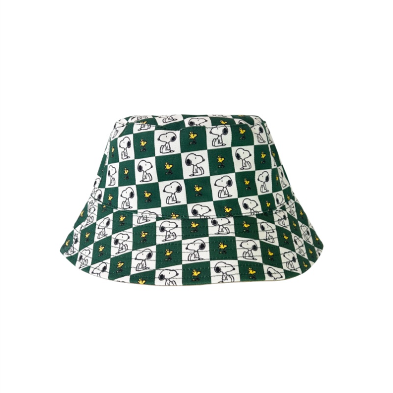 Peanuts Reversible Bucket Hat Green Checkerboard (M) 56cm