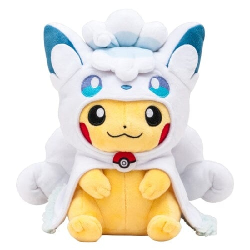 Pikachu Plush Wearing Alolan Vulpix Poncho