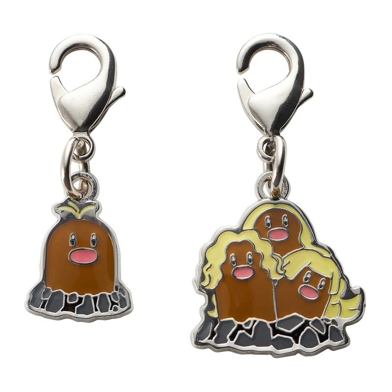Alolan Diglett, Alolan Dugtrio - National Pokdex Metal Charm Keychain #A050, #A051