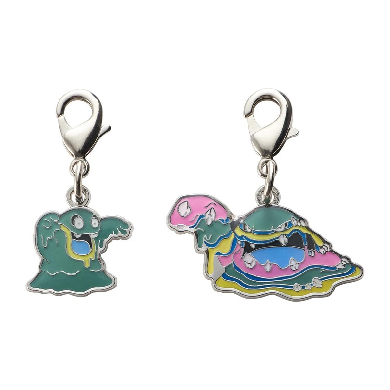 Alolan Grimer, Alolan Muk - National Pokdex Metal Charm Keychain #A088, #A089