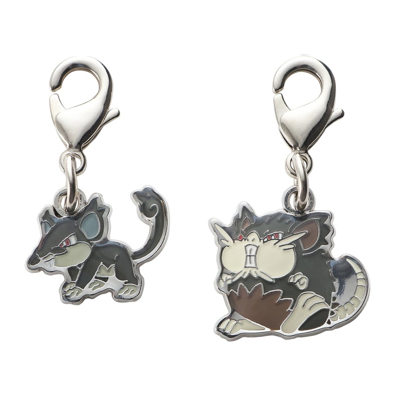 Alolan Rattata, Alolan Raticate - National Pokdex Metal Charm Keychain #A019, #A020