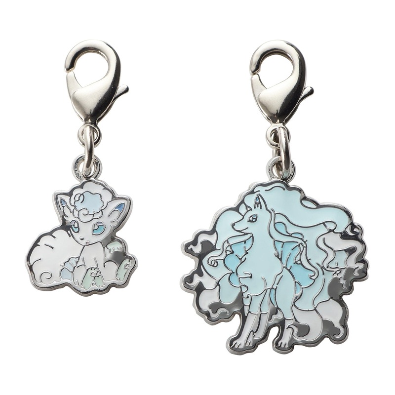 Alolan Vulpix, Alolan Ninetales - National Pokdex Metal Charm Keychain #A037, #A038