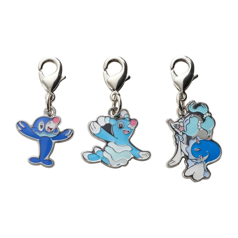 Popplio, Brionne, Primarina - National Pokdex Metal Charm Keychain #728, #729, #730