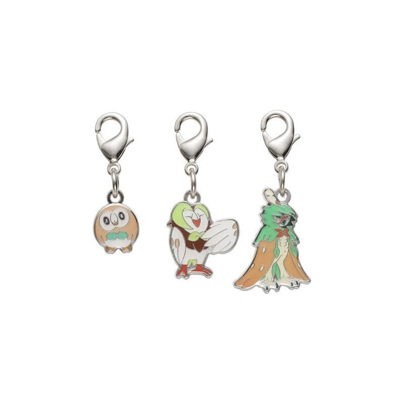 Rowlet, Dartrix, Decidueye - National Pokdex Metal Charm Keychain #722, #723, #724