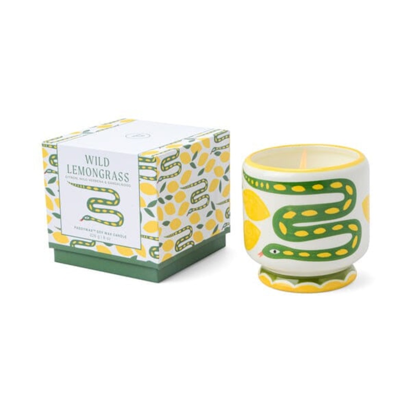 A Dopo 8 oz Handpainted "Snake" Ceramic - Wild Lemongrass