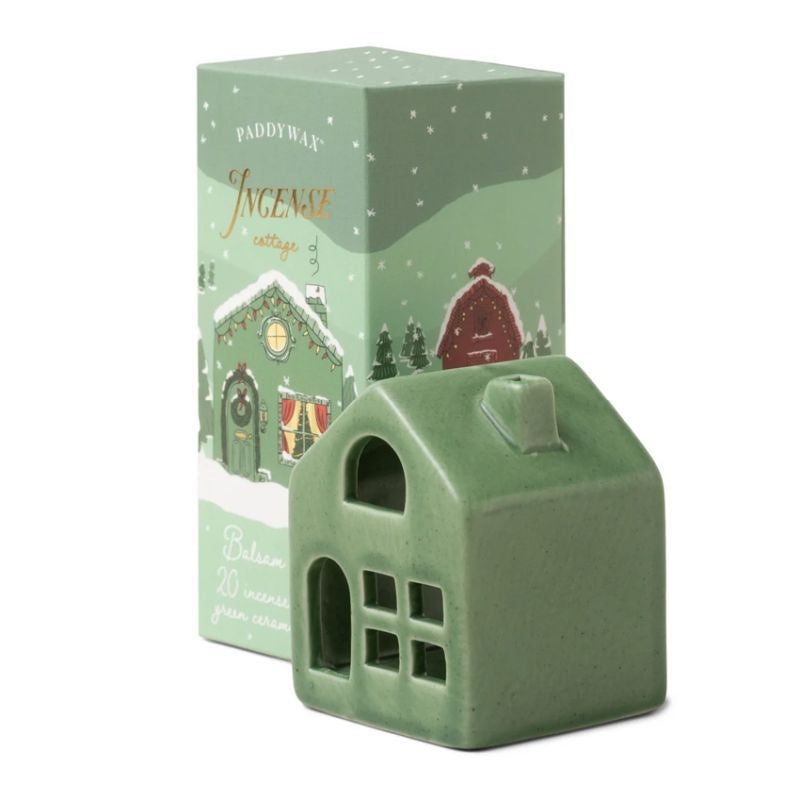 Incense Cone Holiday Green Ceramic Town House