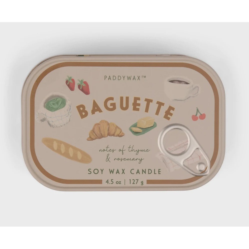 Bistro Printed Tin Candle Baguette - Thyme & Rosemary