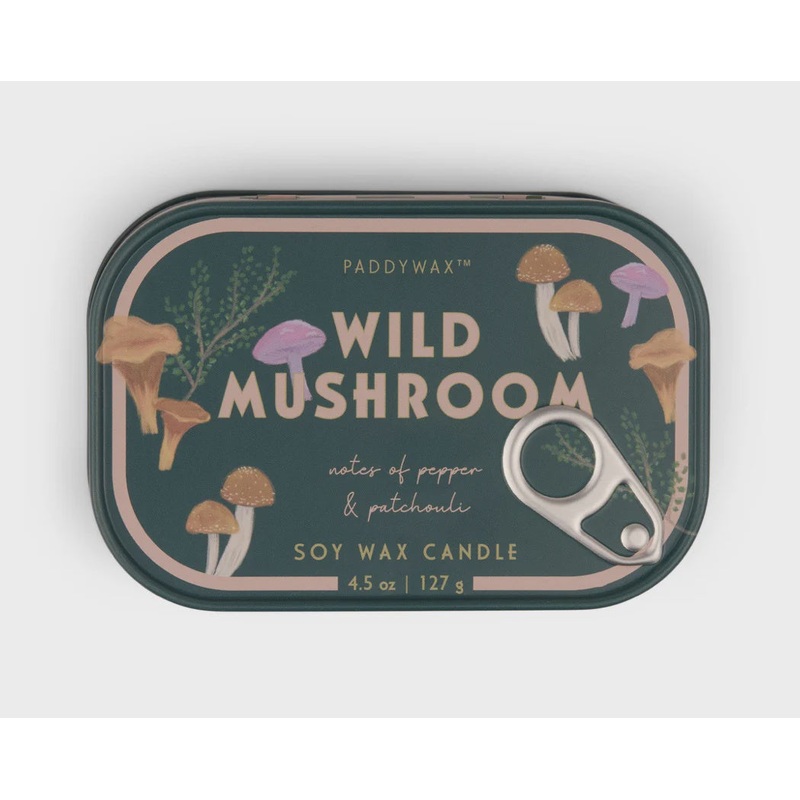 Bistro Printed Tin Candle Wild Mushroom - Pepper & Patchouli