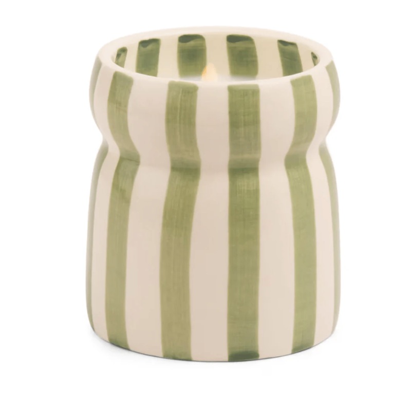 Cabana 6.5oz Blue Stripped Ceramic Candle - Bora Bora