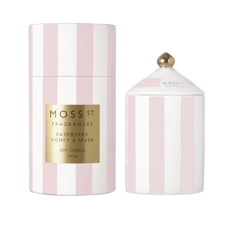 Ceramic Large Candle 360g - Raspberry Honey & Musk