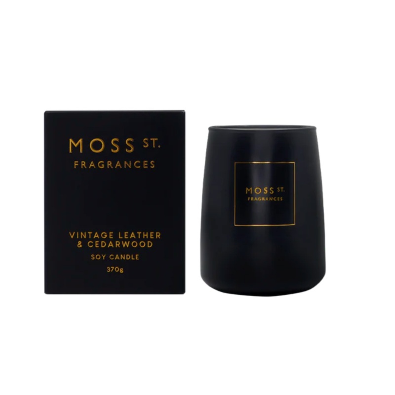 Vintage Leather & Cedar-wood Soy Candle 370g