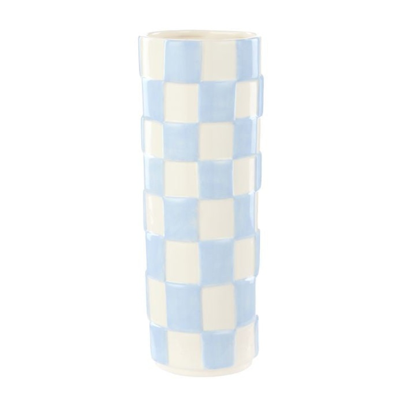 Check Vase Round Blue