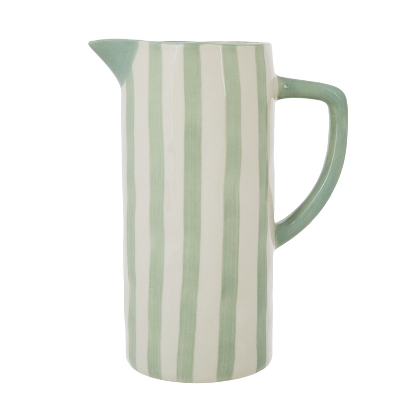 Hollis Ceramic Jug White & Green Stripe