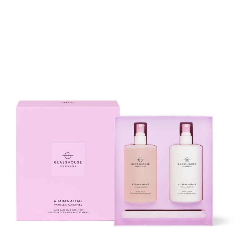 A Tahaa Affair Vanilla Caramel Hand Care Duo With Tray