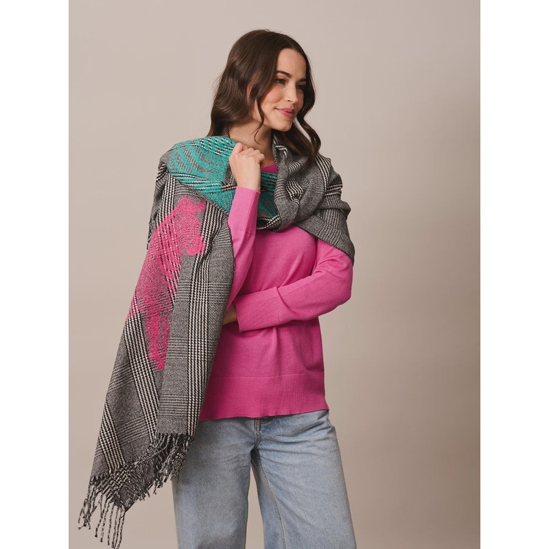 Black Check Zebra Pop Scarf