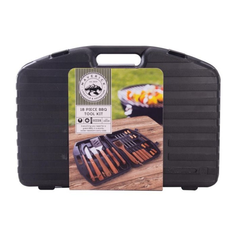 Maverick BBQ Tool Kit 18pcs in Hard Shell Case Black