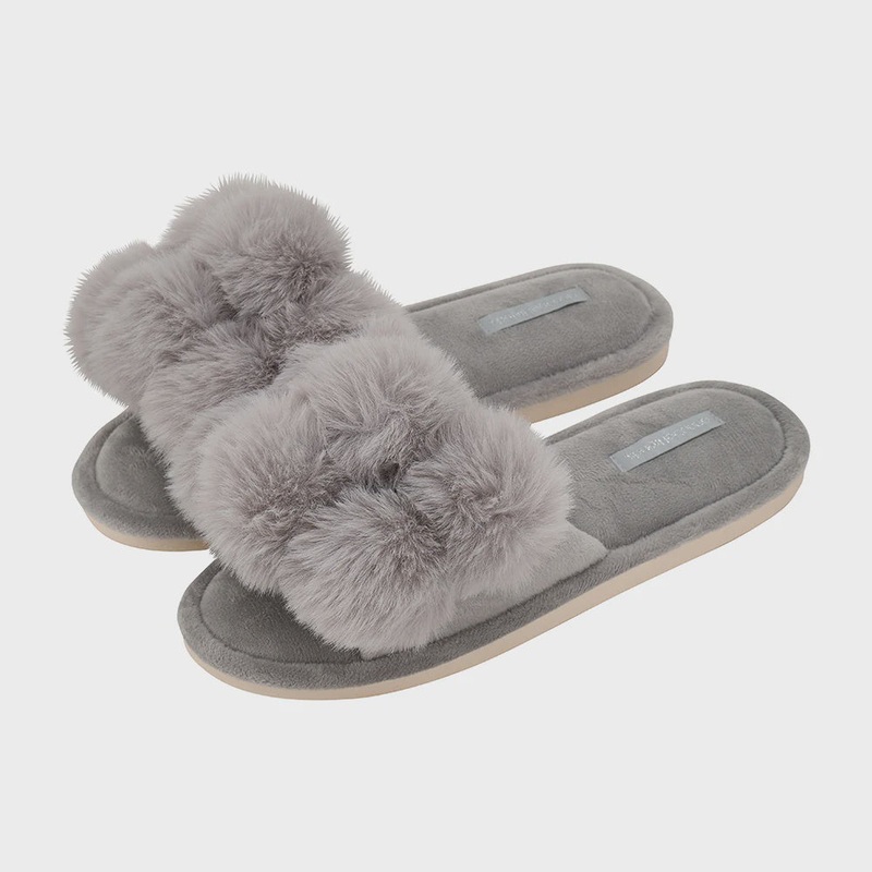 Pom Pom Slipper - Cosy Luxe - Grey