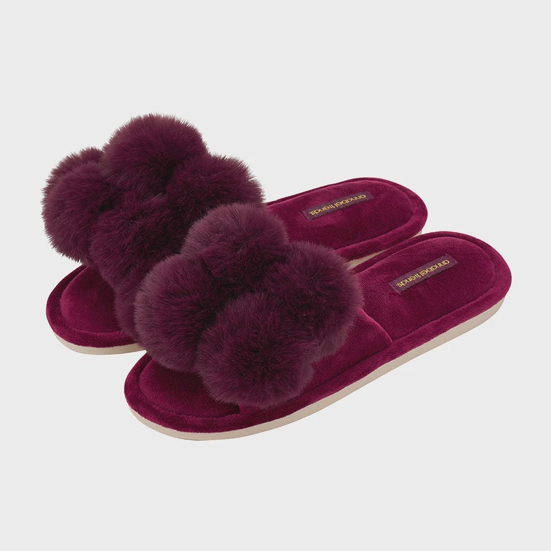 Pom Pom Slipper - Cosy Luxe - Mulberry