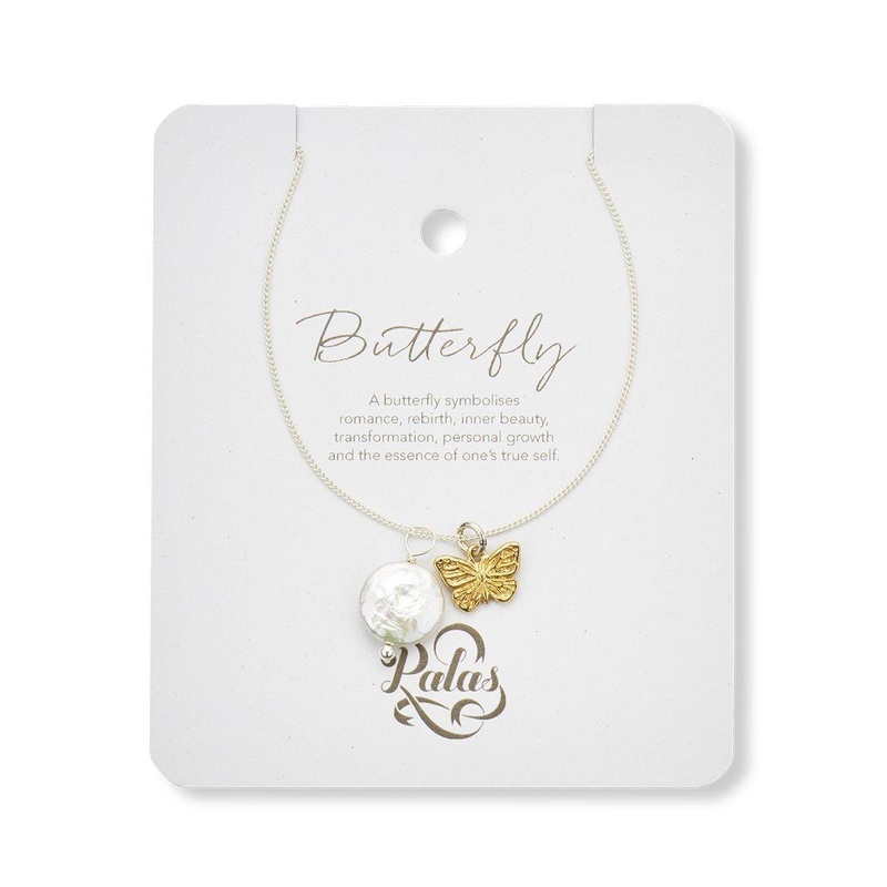 Butterfly & Pearl Amulet Necklace