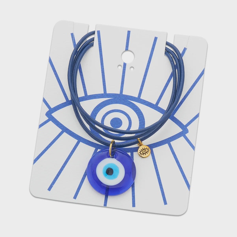Mati evil eye blue leather wrap (sml)