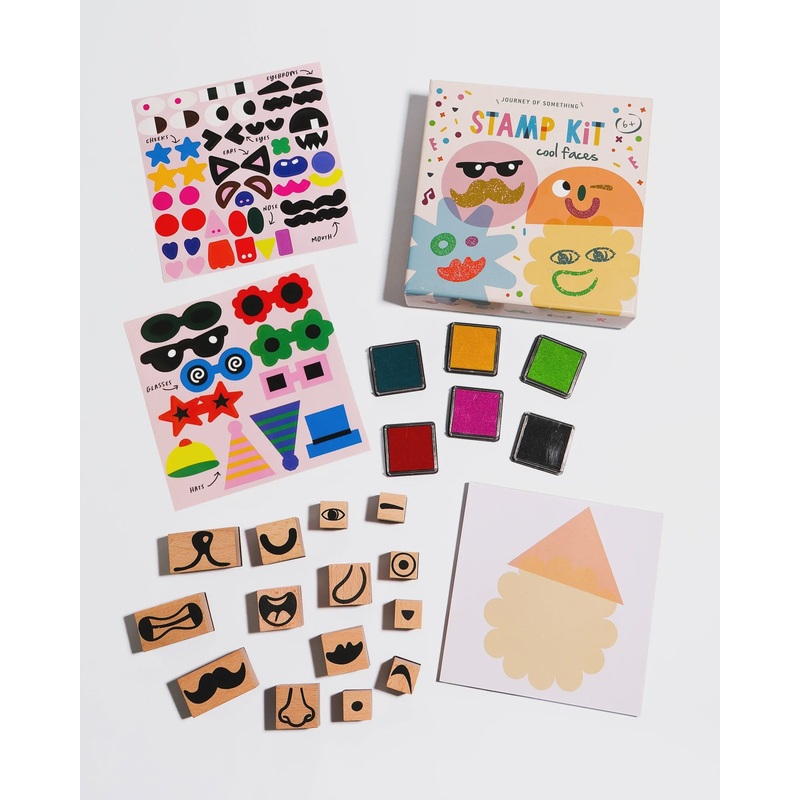 Wooden Stamp Kit - Cool Faces