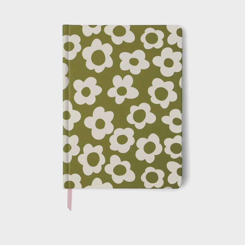 Jumbo Soft Touch Journal - Green Groovy Floral
