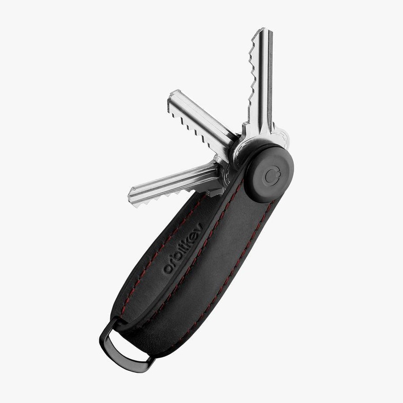 Key Organiser Crazy-Horse - Obsidian Black with Red Stitching