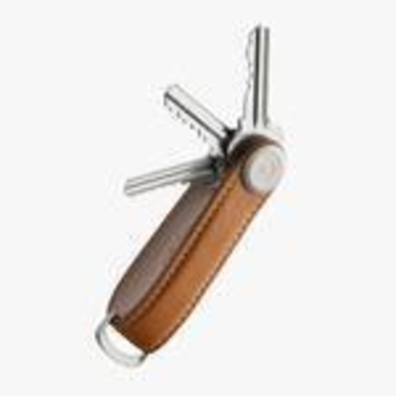 Key Organiser Leather - Tan with White Stitch