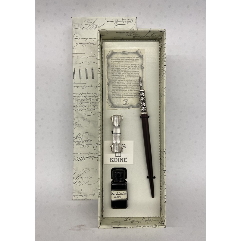Pen Set Wooden With Metal Point And Ink