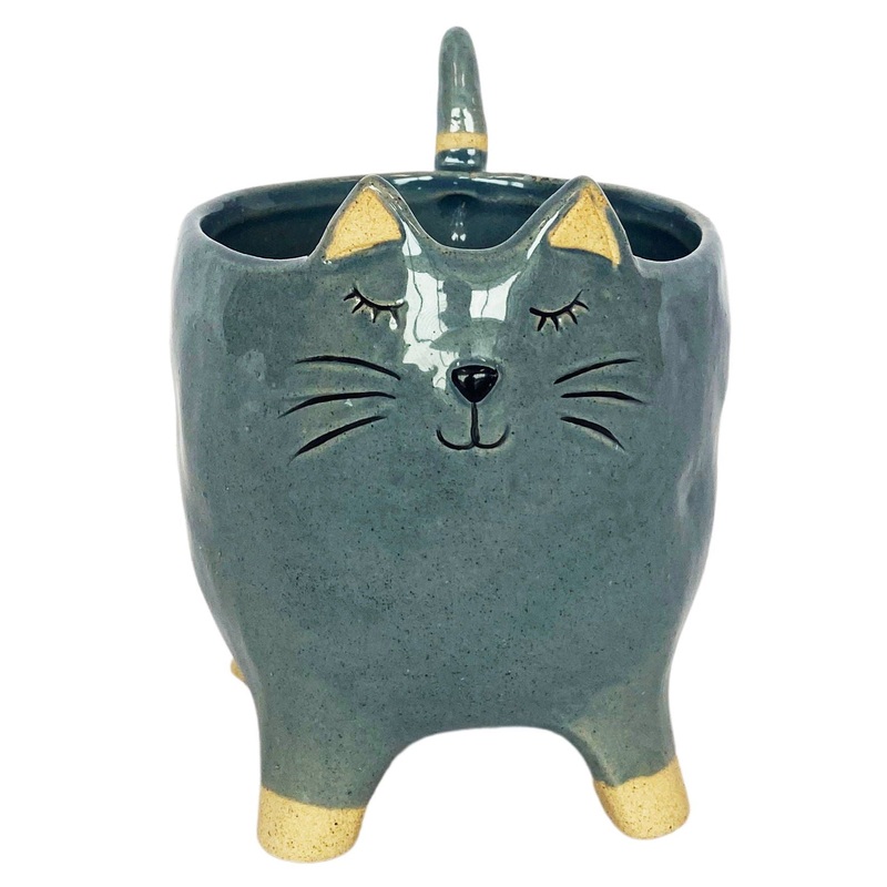 Urban products Cat Planter Blue Med 14cm