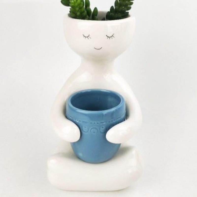 Urban Products Person Holding a Pot Planter Dusty Blue 20cm