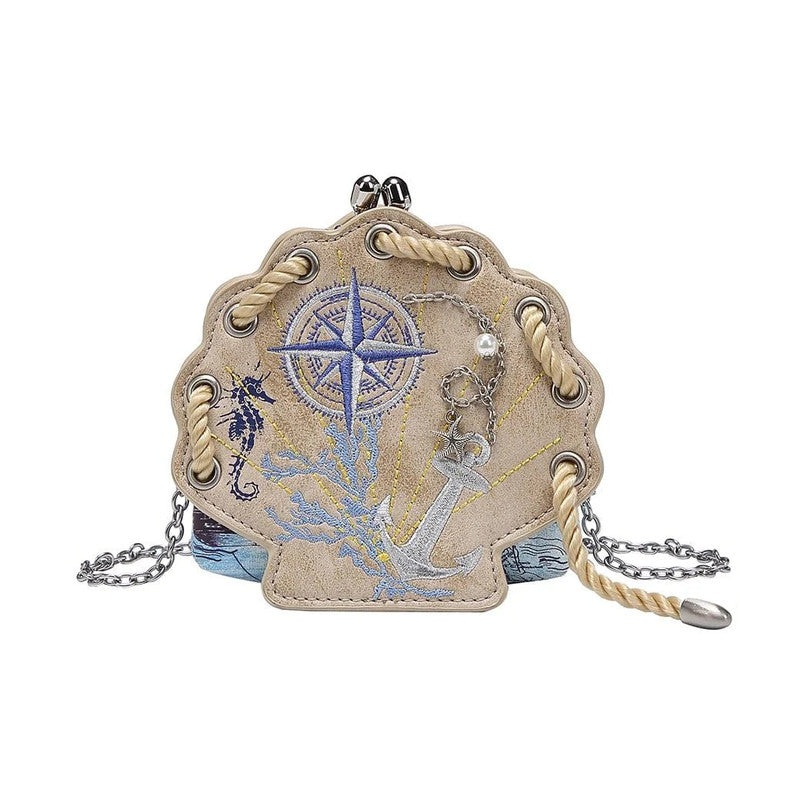 Vendula English Coast Scrapbook Shell Clipper Purse